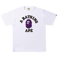A BATHING APE男式彩色迷彩學(xué)院風(fēng)短袖T恤休閑百搭透氣 white / purple 均碼 |XL