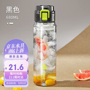 希樂大容量塑料杯男女運動水瓶學生戶外隨手杯便攜帶濾網 墨黑 680ml