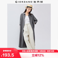佐丹奴裙子女文藝風(fēng)開叉下擺暗條紋長袖襯衫連衣裙女05465070