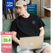 唐獅（TonLion）2025男寬松圓領(lǐng)短袖T恤 黑色 XL