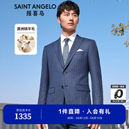 報(bào)喜鳥西服套裝男士西裝【澳洲綿羊毛】輕商務(wù)正裝時(shí)尚上班西裝西褲套裝 藏藍(lán)色條紋-修身-雙開 50 A(180/100) /請備注腰圍或褲子