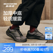斯凱奇（Skechers）暮光鞋丨2025運(yùn)動(dòng)跑鞋男女高回彈輕質(zhì)吸震綁帶休閑鞋跑步鞋 男款-黑色/炭灰色/BKCC 43
