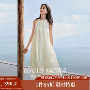 茵曼法式刺繡無(wú)袖掛脖連衣裙2025夏季女裝新品海邊度假沙灘長(cháng)裙子 梨花杏-W18424751 M
