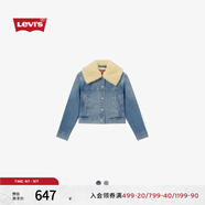Levi's李維斯秋冬女士美式復古休閑高街時(shí)尚簡(jiǎn)約翻領(lǐng)短款牛仔夾克 淺藍色 S