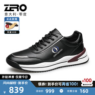 零度Zero運動(dòng)鞋男新款頭層牛皮休閑男鞋時(shí)尚舒適低幫緩震回彈慢跑鞋男 黑色 40 拍比運動(dòng)鞋小一碼