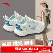 安踏綿綿彈2.0女鞋夏季新款軟底運動(dòng)鞋休閑跳繩鞋網(wǎng)面跑鞋中考訓練 熱賣(mài)款-象牙白/冰粉藍【綿綿彈】 37.5