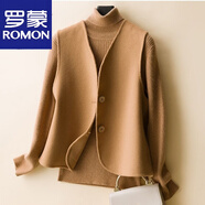 羅蒙（ROMON）2025秋冬新款雙面毛呢馬甲短款背心呢子外穿修身坎肩外套無(wú)袖內搭 官方旗艦駝色 S 90-105斤