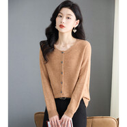 雪中飛（SNOWFLYING）100%綿羊毛女式羊毛開(kāi)衫圓領(lǐng)毛衣外套2025秋冬新款百搭針織毛衣