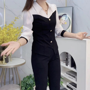 嬌碧芙深圳南油源頭工廠女裝套裝秋冬裝2025女人味減齡長袖女秋季氣質(zhì)顯 黑色 兩件套 M 建議90至105斤