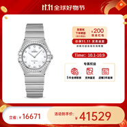 歐米茄（OMEGA）瑞士星座系列曼哈頓石英防水女腕表28mm中秋送禮 鋼帶白盤(pán)鉆131.15.28.60.55.001
