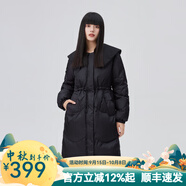 艾萊依新款大翻領(lǐng)鴨絨亮面羽絨服女小眾設(shè)計(jì)感中長(zhǎng)款寬松蝴蝶結(jié)外套 炭黑 M 160【建議115-130斤】