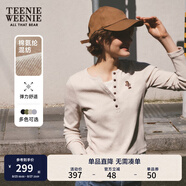 Teenie Weenie小熊秋季黑色棉質(zhì)打底衫polo領(lǐng)長(cháng)袖T恤白色外穿上衣 B-燕麥色 M