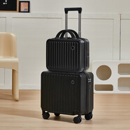 天胤小行李箱女18寸小型輕便飛機可帶登機超輕密碼拉桿箱杯架旅行箱子 黑色【杯架款+化妝包】 18寸【3節拉桿】