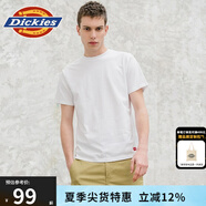 dickies 純棉短袖T恤 情侶男女同款 純色休閑百搭 DK007093 白色 S