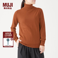 無(wú)印良品 MUJI 女式 天竺 高領(lǐng)毛衣 長(zhǎng)袖針織衫 深橙色 S