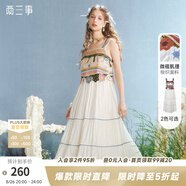 兩三事度假吊帶連衣裙2025夏季新款白色裙子民族風(fēng)長裙女甜莓慕斯 紅花色-y L