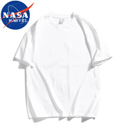 NASA MARVEL短袖T恤男夏季潮流寬松半袖體恤圓領(lǐng)休閑上衣打底衫 白色 L