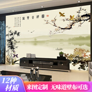 六紋魚(yú) 新中式花鳥(niǎo)富貴吉祥圖壁紙客廳電視背景墻壁布無(wú)縫墻布裝飾壁畫(huà) (浮雕)硅藻泥紋藝術(shù)超浮雕/平方