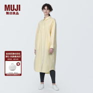 無(wú)印良品（MUJI）女式 水洗 平紋 襯衫領(lǐng)長(zhǎng)袖連衣裙秋季女裝裙子 BC2J7C4S 黃色條紋 M(160/84A)