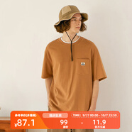 NOTHOMME 涼感抗菌280g重磅日系潮牌夏基礎口袋純色寬松短袖T恤男 姜黃色 S