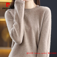 皮爾卡丹（pierre cardin）品牌高檔輕奢春秋低圓領(lǐng)羊毛衫女中輕年媽媽鏤空薄款毛衣打底衫 品牌高端新品-正品-特價(jià)直銷SZ58鏤圓領(lǐng)-駝色 S 80-92斤