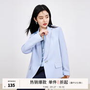 秋水伊人通勤小西裝女春新款修身一?？郯俅钪鄙硇奚砦鞣@瘦外套女 藍(lán)色 M
