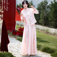 景華年婚嫁喜慶禮服秋新中式漢服女國風(fēng)復古刺繡提花上衣半身裙套裝淑女 粉色上衣 M （建議85-105斤）