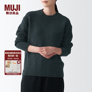 無印良品 MUJI 女式 含牦牛絨駱駝絨圓領(lǐng)毛衣 長袖針織衫秋 冬季 深灰色 XS -S(155/80A)