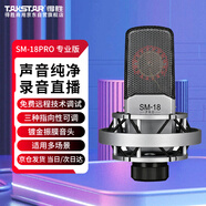 得勝（TAKSTAR）SM-18 PRO電容麥克風(fēng)直播話(huà)筒電容麥克風(fēng)樂(lè )器錄音專(zhuān)業(yè)錄音唱K錄音棚舞臺演出 1只黑色