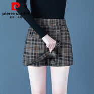 皮爾卡丹（pierre cardin）毛呢短褲女秋冬季外穿2025新款高腰格子褲裙時(shí)尚顯瘦百搭靴褲冬天 格紋 XL 29