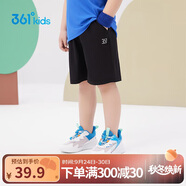 361°兒童短褲夏季男女童3-12歲透氣運動褲梭織五分褲 黑 110