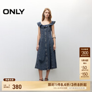 ONLY2025夏季新款減齡飛袖荷葉領(lǐng)拼接牛仔裙連衣裙女|125242007 J33復(fù)古350牛仔洗水 XL