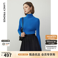 朗姿【王楚然同款】純羊毛高領(lǐng)針織衫秋冬內(nèi)搭打底上衣曠野美拉德 艦隊(duì)藍(lán)色2 M