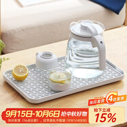憶壺茶（YIHUTEA）創(chuàng)意家用瀝水托盤茶盤多功能塑料茶盤茶托水果盤置物瀝水茶盤家用 長方形托盤-小號