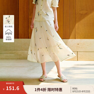 茵曼（INMAN）文藝清新連衣裙2025夏季女裝新款花邊桃心領(lǐng)收腰泡泡袖長裙 淡香杏-18525726 S