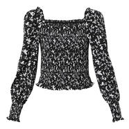 GIRDEAR/哥弟新款收腰顯瘦復古短款方領(lǐng)百搭氣質(zhì)法式襯衣1300912 黑色 均碼 2(碼)