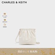 CHARLES&KEITH迷你菱格流浪包單肩斜挎雙肩包包女包生日禮物CK2-60782390 Cream奶白色 S