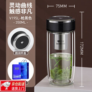 萬(wàn)象（WANXIANG）雙層玻璃泡杯男女士家用大容量鵝蛋水杯辦公室車(chē)載防燙茶杯子 萬(wàn)象雙層-槍黑色--禮盒 320ml 默認項