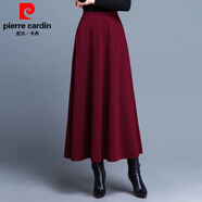 皮爾卡丹（pierre cardin）半身裙25新款顯瘦高腰傘裙春秋百搭大d碼秋冬A字裙氣質(zhì)純色長(cháng)裙 酒紅色 2XL 建議135-150斤