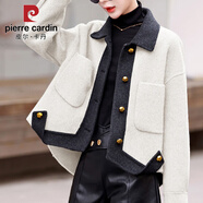 皮爾卡丹（pierre cardin）小香風(fēng)洋氣感短款毛呢大衣女2025秋冬新款寬松小個子毛呢外套 白色 M （95-105斤）