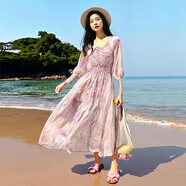 歐偲麥 裙子連衣裙秋季女裝法式高檔女小個子2025年高端海邊沙灘裙 5572 圖片色1 M （建議80-120斤）