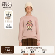 Teenie Weenie小熊女裝秋冬圓領(lǐng)套頭毛衣學(xué)院風(fēng)休閑少女感針織衫 粉色 S 160