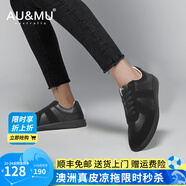 AU&MU德訓(xùn)鞋男士情侶小白鞋子輕便白色運(yùn)動(dòng)休閑鞋女士經(jīng)典學(xué)生大碼板鞋 DX020全黑-男女款 38