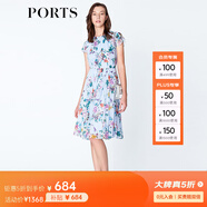 PORTS寶姿新品女裝印花收腰連衣裙LN8D283HPS065 天藍(lán)色印花 XS (2)