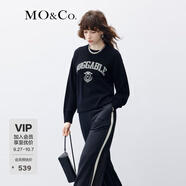 MO&Co.【美麗諾綿羊毛×山羊絨】美式學(xué)院針織衫美式復古上衣 黑色 S 160