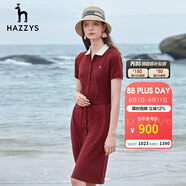 哈吉斯（HAZZYS）女裝 夏季款女士薄款收腰雅致大方Polo領連衣裙AQWSE03BF01 酒紅色WN S (155/80A 36)