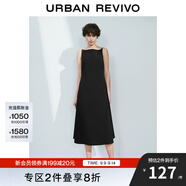 UR2025春季新款女裝法式氣質(zhì)后拉鏈?zhǔn)昭鼰o(wú)袖連衣裙UWM750031 黑色 XS
