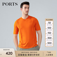 PORTS寶姿男裝春夏針織衫時尚休閑針織衫短袖上衣NN8K101PKS001 ORANGE M