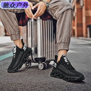 谷艦沐鞋子男運動(dòng)鞋黑科技跑鞋潮流百搭老爹鞋中學(xué)生輕便減震防臭跑 ZFG海黑鹽101增高5厘米款 38 標準碼