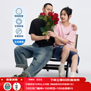 鬼洗25春季新款 云朵棉牛仔褲男復(fù)古十字繡潑墨寬錐形九分褲 25B4439 牛仔藍(lán)色 76 2XL (185)